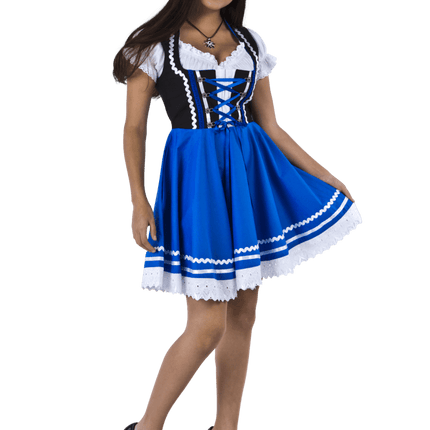 Oktoberfest Dirndl Jurk Oktoberfest Blauw Wit Dames 2 Delig van Haus Huberts koop je bij Partywinkel
