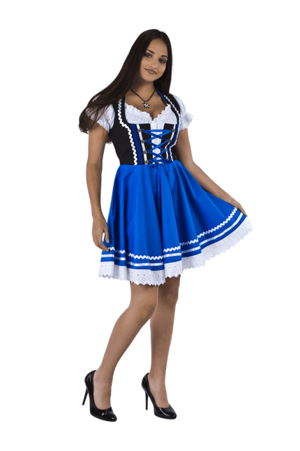 Oktoberfest Dirndl Jurk Oktoberfest Blauw Wit Dames 2 Delig van Haus Huberts koop je bij Partywinkel