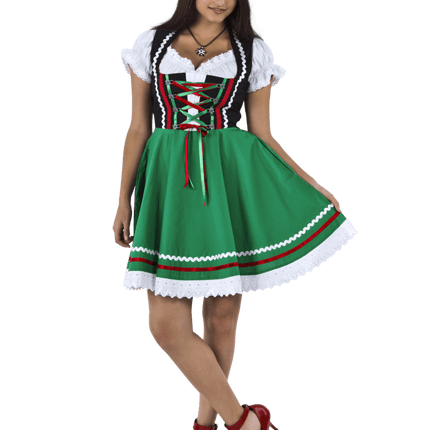 Oktoberfest Dirndl Jurk Oktoberfest Zwart Groen Dames 2 Delig van Haus Huberts koop je bij Partywinkel