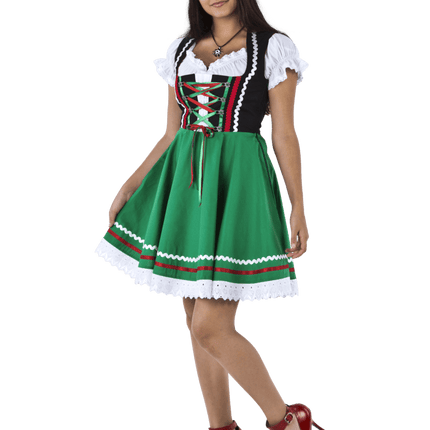 Oktoberfest Dirndl Jurk Oktoberfest Zwart Groen Dames 2 Delig van Haus Huberts koop je bij Partywinkel