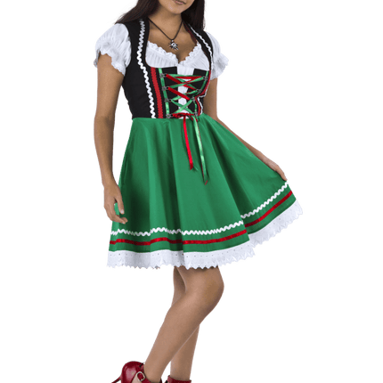 Oktoberfest Dirndl Jurk Oktoberfest Zwart Groen Dames 2 Delig van Haus Huberts koop je bij Partywinkel