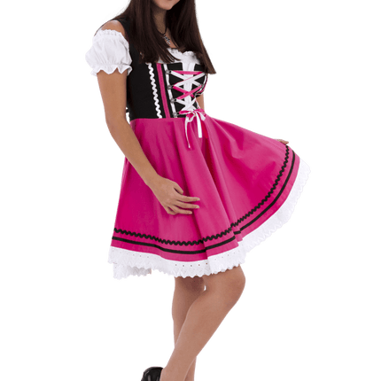 Oktoberfest Dirndl Jurk Oktoberfest Zwart Roze Dames 2 Delig van Haus Huberts koop je bij Partywinkel
