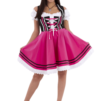 Oktoberfest Dirndl Jurk Oktoberfest Zwart Roze Dames 2 Delig van Haus Huberts koop je bij Partywinkel