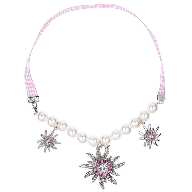Oktoberfest Ketting Roze Zilver Met Edelweiss van Widmann koop je bij Partywinkel