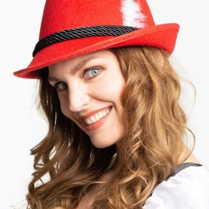 Oktoberfest Tiroler Hoed Beieren Rood van Partychimp koop je bij Partywinkel