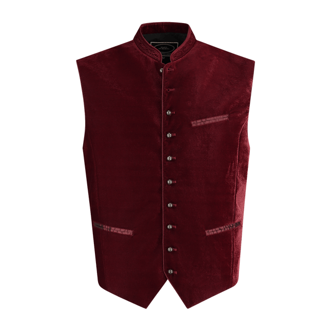 Oktoberfest Vest Rood Trachtenweste Jaquard van Haus Huberts koop je bij Partywinkel