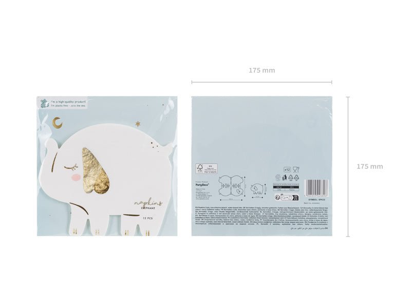 Olifant Servetten 16cm 12st van Partydeco koop je bij Partywinkel