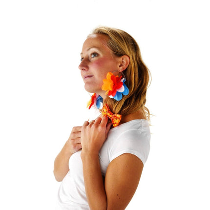 Oorbellen Bloem Oranje - Rood - Wit - Blauw van Folat koop je bij Partywinkel