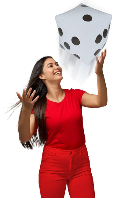 Opblaasbare Dobbelsteen 30x30 cm van Fiestas Guirca koop je bij Partywinkel