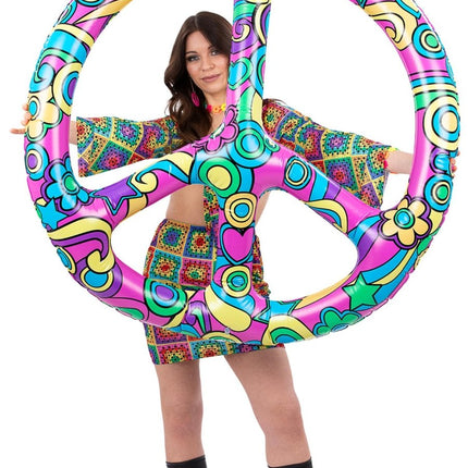 Opblaasbare Hippie Ring 1,1m van Smiffys koop je bij Partywinkel