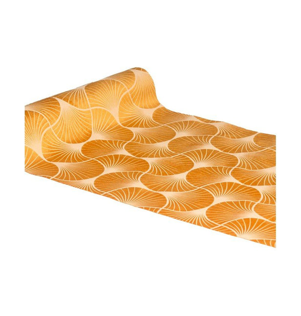 Oranje Cantaloupe Tafelloper Gingko Print 3m van CHAKS koop je bij Partywinkel