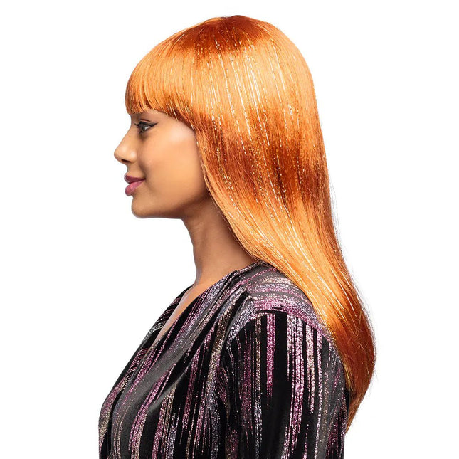 Oranje Pruik Glitter van Boland koop je bij Partywinkel