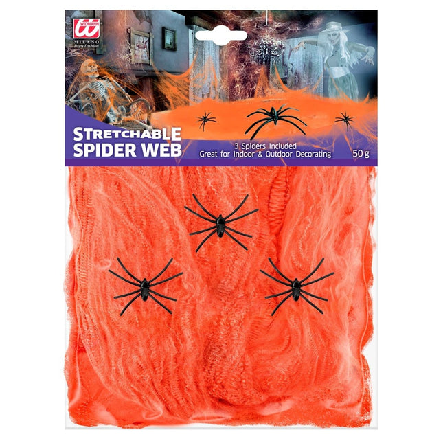Oranje Spinnenweb Met Spinnen 4 delig van Widmann koop je bij Partywinkel