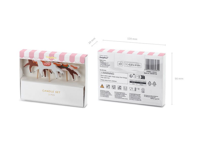 Paard Kaarsen 6cm 3st van Partydeco koop je bij Partywinkel