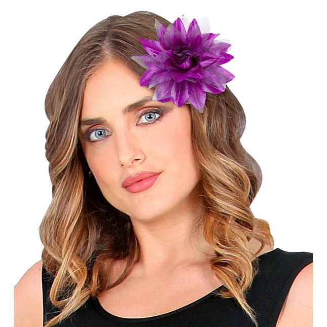 Paars Haarbloem Glitter van Widmann koop je bij Partywinkel