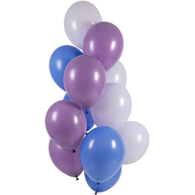 Paars Wit Blauwe Ballonnen Set 33cm 12st van Folat koop je bij Partywinkel