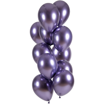Paarse Ballonnen Chroom 33cm 12st van Folat koop je bij Partywinkel