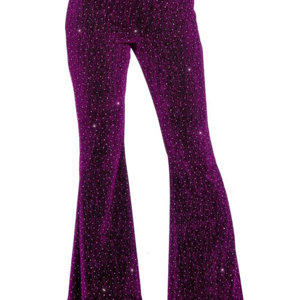 Paarse Broek Dames Flared Glitter van Wilbers & Wilbers koop je bij Partywinkel