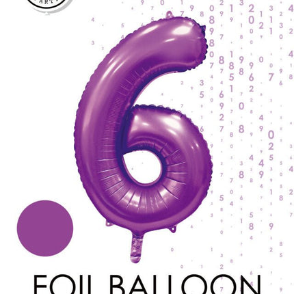 Paarse Cijfer Ballon 6 Jaar Glans 86cm van WeFiesta koop je bij Partywinkel