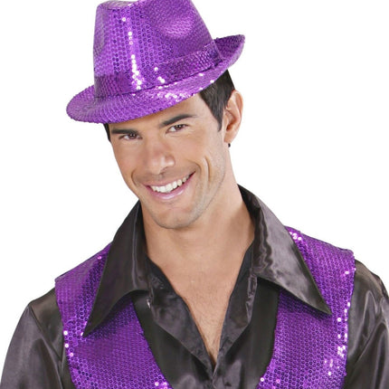 Paarse Hoed Pailletten van Widmann koop je bij Partywinkel