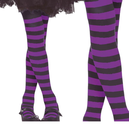 Paarse Legging Gestreept Kind van Fiestas Guirca koop je bij Partywinkel