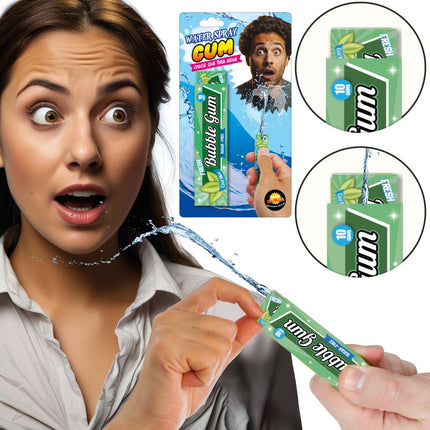 Pack of water - squirting gum. van Partywinkel koop je bij Partywinkel