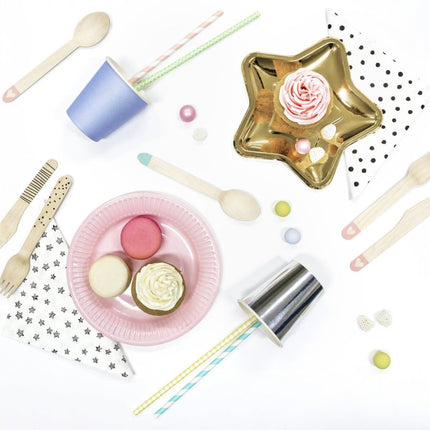 Papieren Rietjes Blauw 19,5cm 10st van Partydeco koop je bij Partywinkel