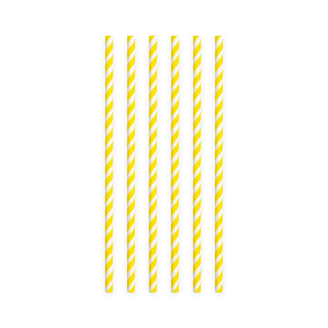 Papieren Rietjes Gele Gestreept 19,7cm 20st van WeFiesta koop je bij Partywinkel