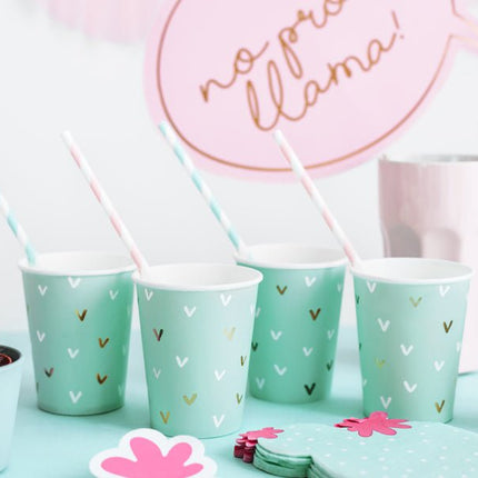 Papieren Rietjes Lichtroze Wit 19,5cm 10st van Partydeco koop je bij Partywinkel