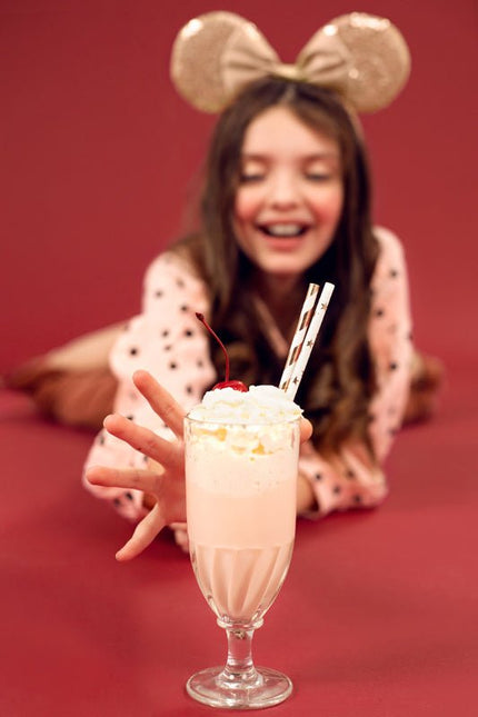 Papieren Rietjes Rose Goud Gestreept 19,5cm 10st van Partydeco koop je bij Partywinkel