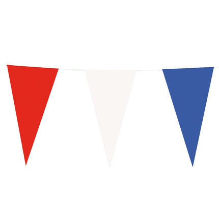 Papieren Vlaggenlijn Rood - Wit - Blauw 10m van Boland koop je bij Partywinkel