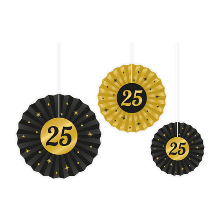 Papieren Waaiers 25 Jaar Set 20 - 40cm 3 - delig van Paper Dreams koop je bij Partywinkel