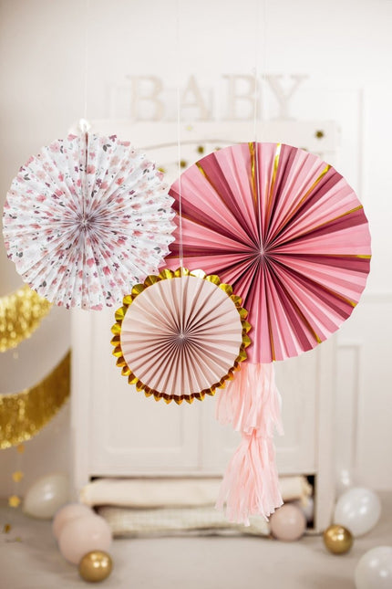 Papieren Waaiers Bloemen 3st van Partydeco koop je bij Partywinkel
