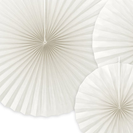 Papieren Waaiers Gebroken Wit Set 23 - 40cm 3 delig van Partydeco koop je bij Partywinkel