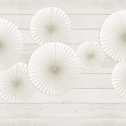 Papieren Waaiers Gebroken Wit Set 23 - 40cm 3 delig van Partydeco koop je bij Partywinkel