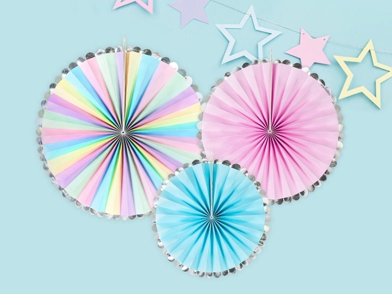 Papieren Waaiers Gekleurd Unicorn Set 21 - 30cm 3 delig van Partydeco koop je bij Partywinkel