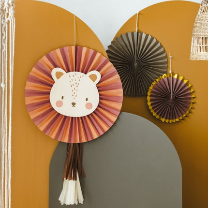 Papieren Waaiers Leeuw 3st van Partydeco koop je bij Partywinkel