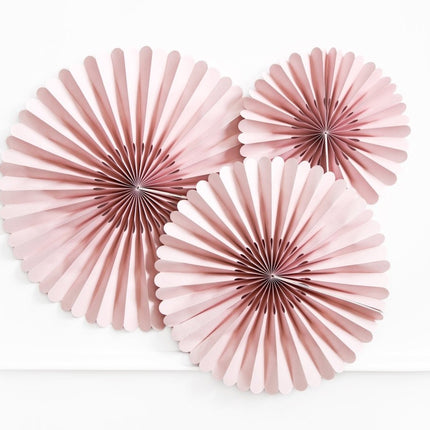 Papieren Waaiers Lichtroze Set 23 - 40cm 3 delig van Partydeco koop je bij Partywinkel