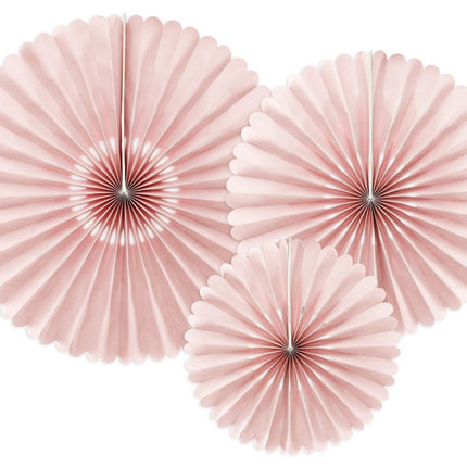 Papieren Waaiers Lichtroze Set 23 - 40cm 3 delig van Partydeco koop je bij Partywinkel
