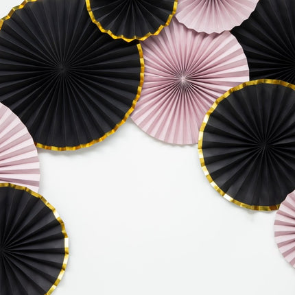 Papieren Waaiers Zwart Set 23 - 40cm 3 delig van Partydeco koop je bij Partywinkel