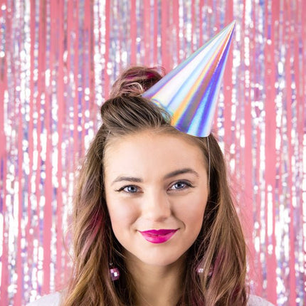 Parelmoer Feesthoedjes 16cm 6st van Partydeco koop je bij Partywinkel