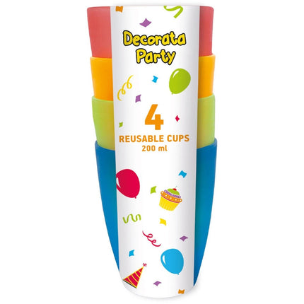 Party Reusable Products Reusable Semi Transparent Cups 220Ml 4 Colors Assorted 4St van Procos koop je bij Partywinkel