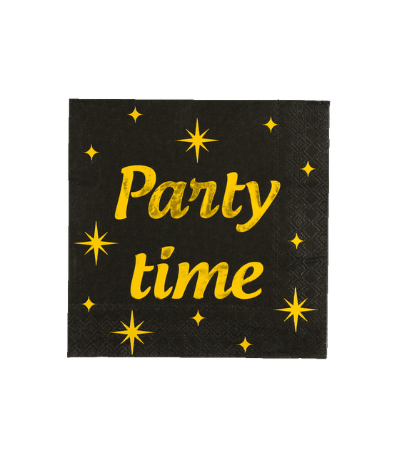 Party Servetten Zwart Goud 19cm 16st van Paper Dreams koop je bij Partywinkel