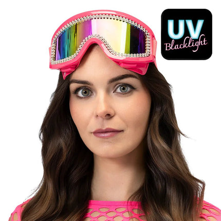 Party skibril Rave neonroze UV van Boland koop je bij Partywinkel