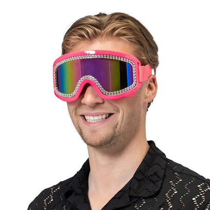 Party skibril Rave neonroze UV van Boland koop je bij Partywinkel