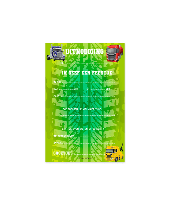 Party Uitnodigingen Trucks 16cm van Paper Dreams koop je bij Partywinkel