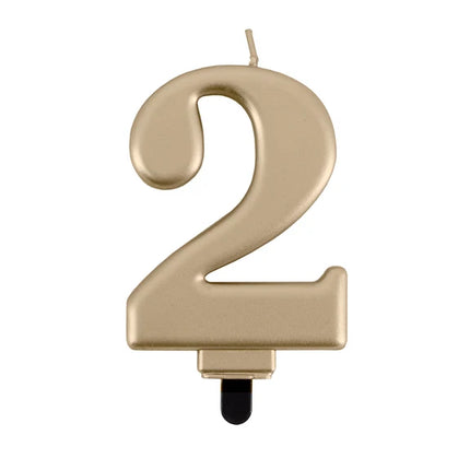 2-års stearinlys, guld, 8 cm