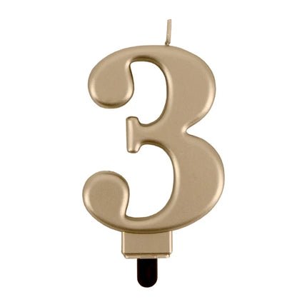 3-års stearinlys, guld, 8 cm
