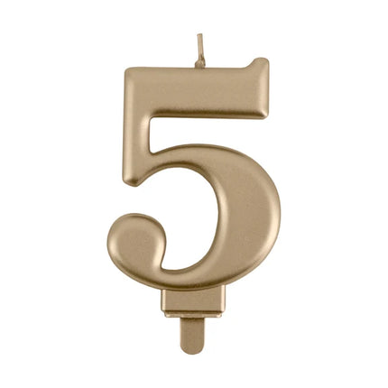 5-års-lys, guld, 8 cm