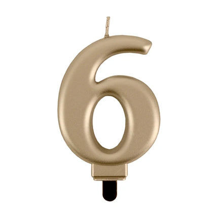 6-års-lys, guld, 8 cm
